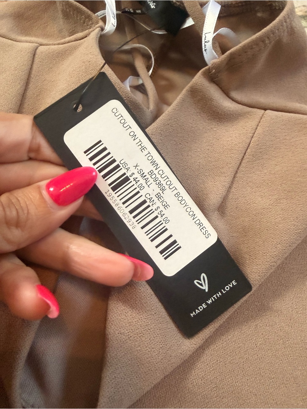 Lulu's Taupe Cutout Wrap Mini Dress - Picture 2 of 4
